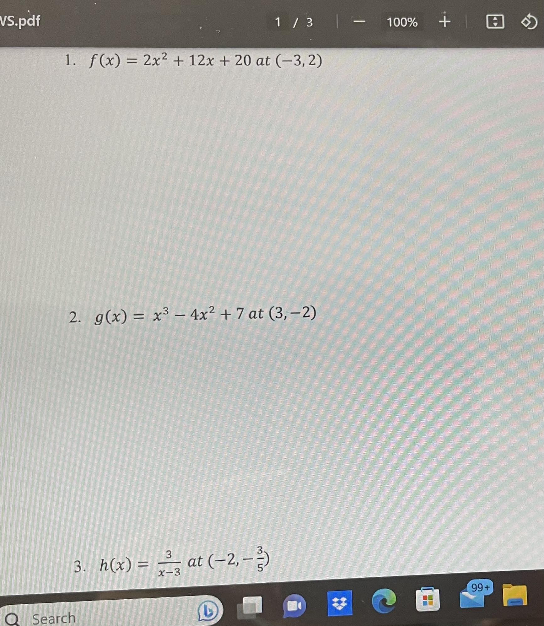 Solved For each problem, find the equation of the line | Chegg.com