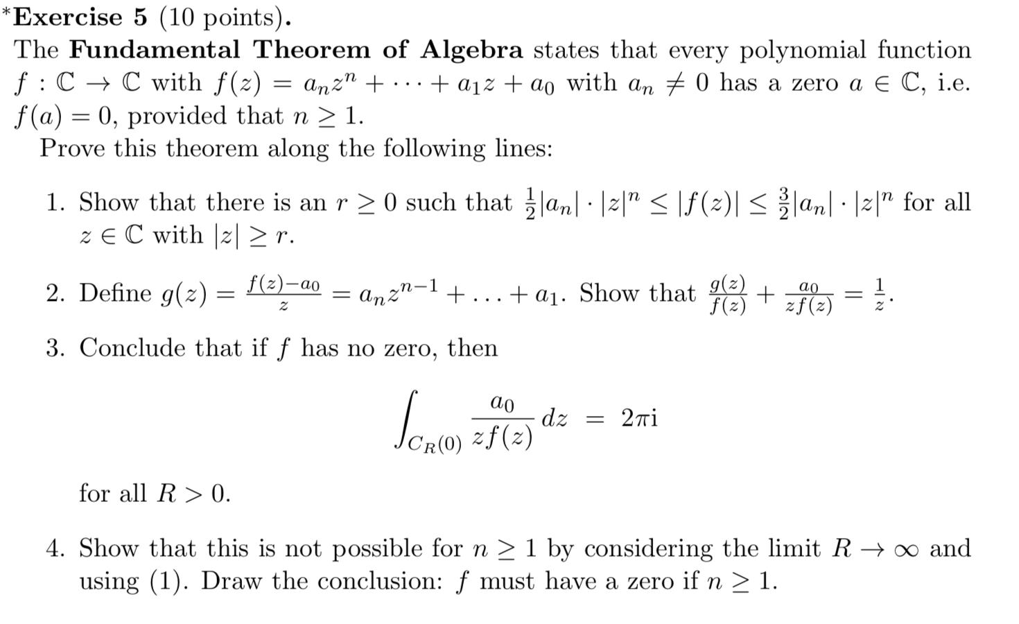 Solved Exercise 5 (10 points). The Fundamental Theorem of