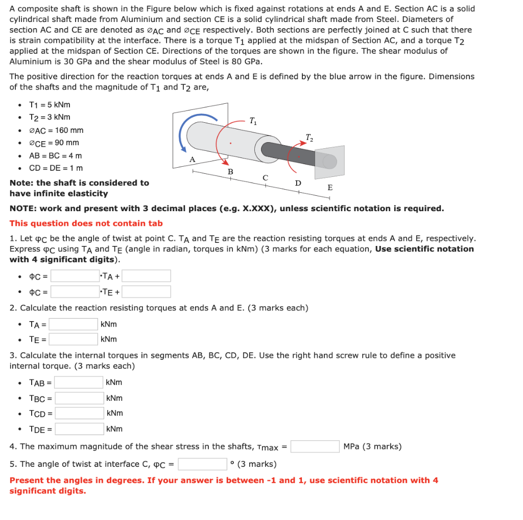Solved A composite shaft is shown in the Figure below which | Chegg.com