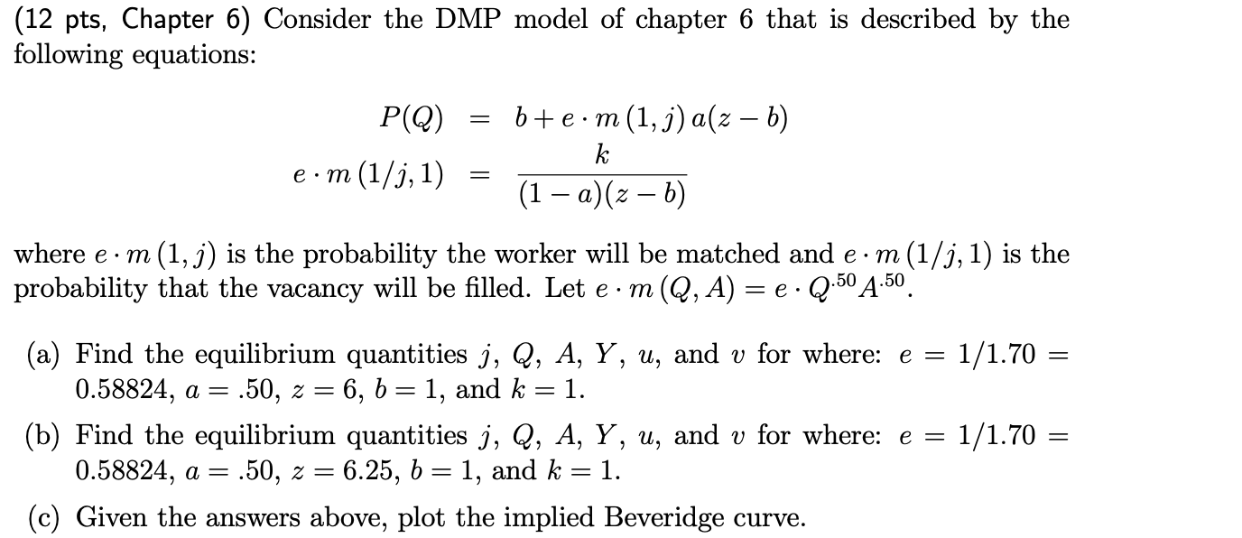 Solved 12 Pts Chapter 6 Consider The Dmp Model Of Chap Chegg Com