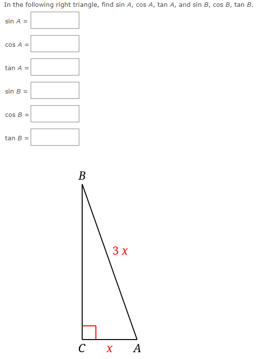 Solved In The Following Right Triangle, Find Sin A, Cos A, | Chegg.com