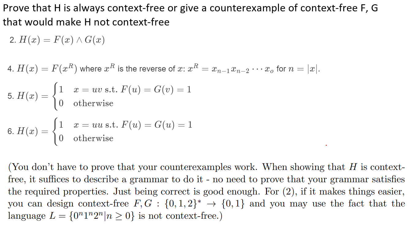 Solved Prove That H Is Always Context Free Or Give A Coun Chegg Com