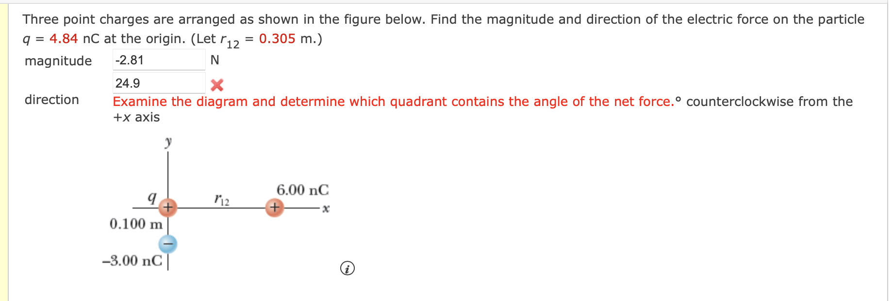 Solved Three point charges are arranged as shown in the | Chegg.com