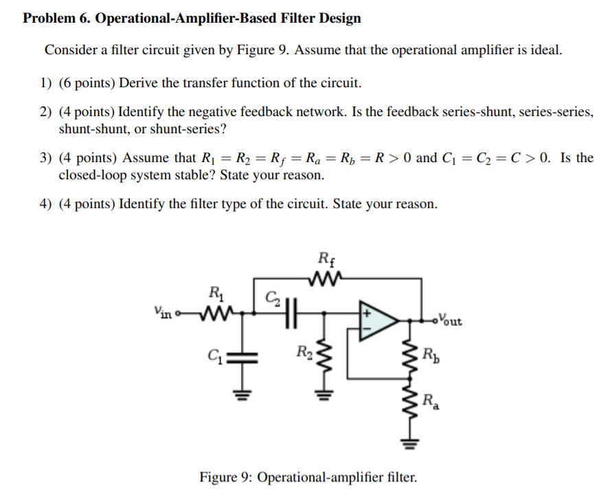 Solved Problem 6. Operational-Amplifier-Based Filter Design | Chegg.com