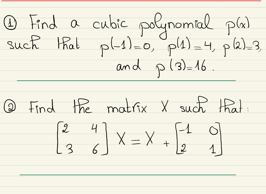 Solved (1) Find a cubic polynomial p(x) such that | Chegg.com