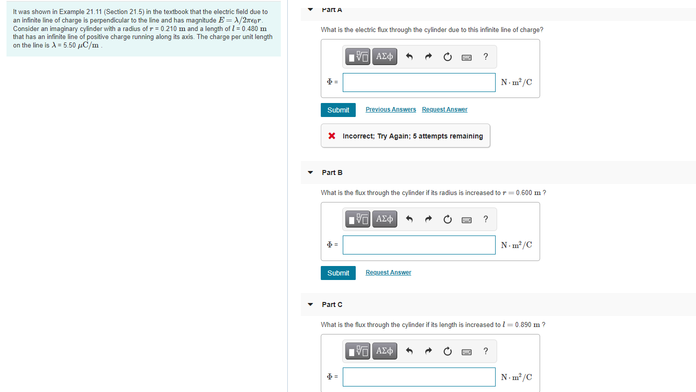 Solved Part A It was shown in Example 21.11 (Section 21.5) | Chegg.com