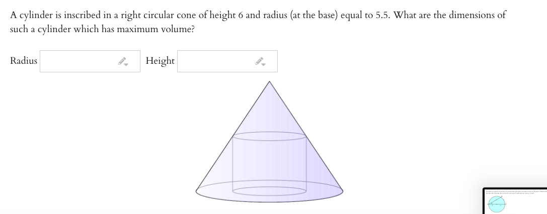 Solved A Cylinder Is Inscribed In A Right Circular Cone Of | Chegg.com