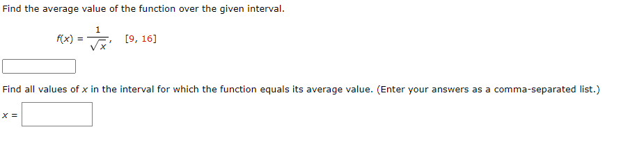 Solved Find The Average Value Of The Function Over The Given | Chegg.com