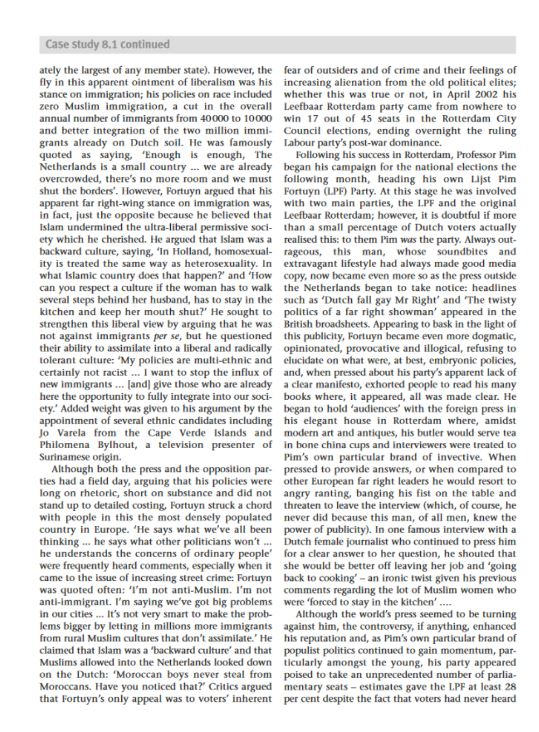 Case study 8.1 continued ately the largest of any member state). however, the fear of outsiders and of crime and their feelin