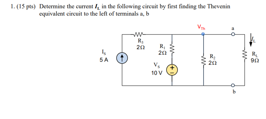 Solved 1. (15 pts) Determine the current I in the following | Chegg.com