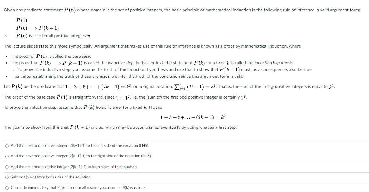 Solved Given any predicate statement P(n) whose domain is | Chegg.com