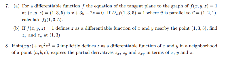 Solved 7. (a) For a differentiable function f the equation | Chegg.com