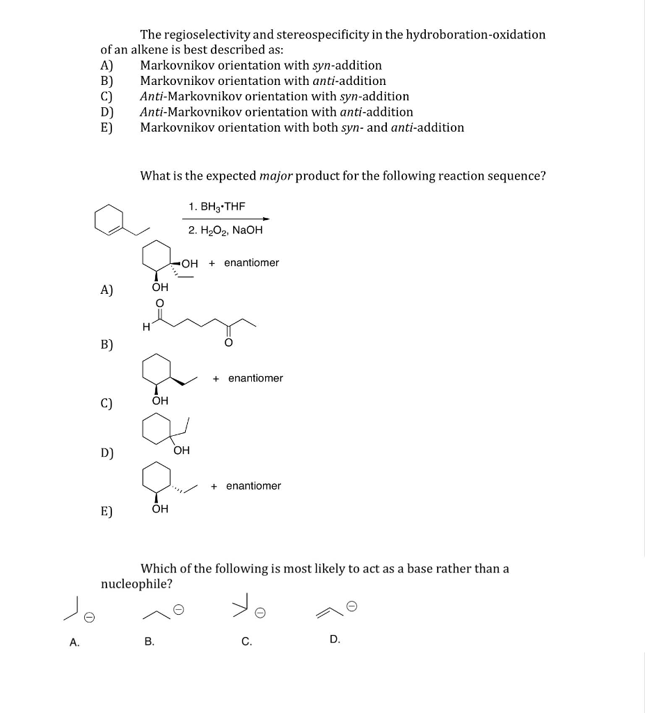 Solved The regioselectivity and stereospecificity in the | Chegg.com