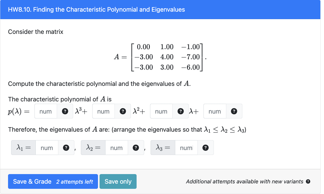 Solved HW8.10. Finding The Characteristic Polynomial And | Chegg.com