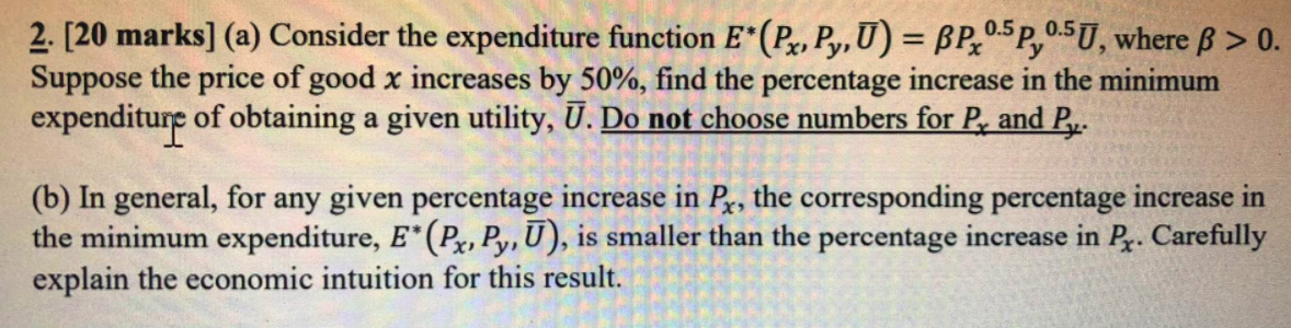 2 Marks A Consider The Expenditure Functio Chegg Com