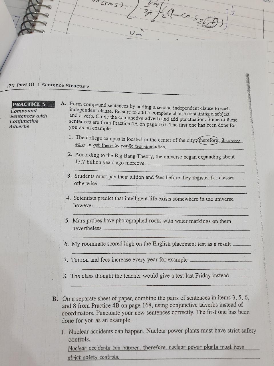 Solved PRACTLCE 5 A. Form compound sentences by adding a | Chegg.com