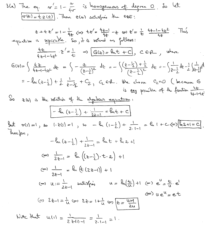 ODE question solve 3(b) with clear steps, follow the | Chegg.com