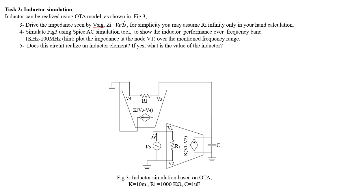 Task 2 Inductor simulation Inductor can be realized