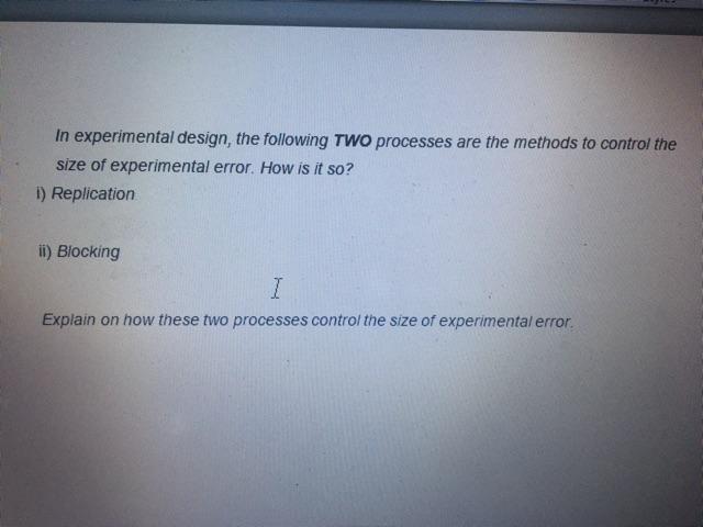 error control in experimental design