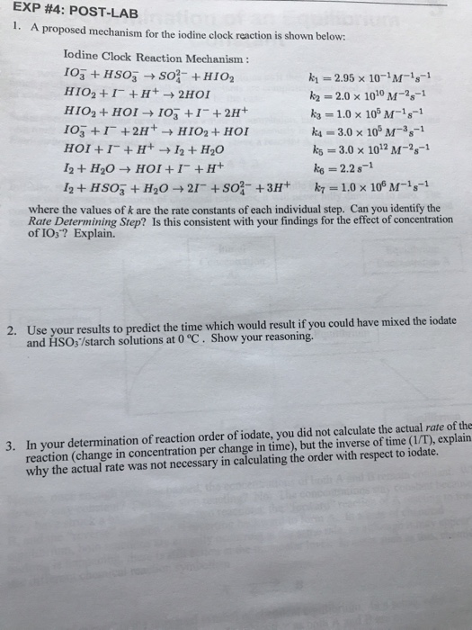 Solved EXP 4 POSTLAB 1. A proposed mechanism for the