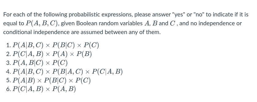 Solved For Each Of The Following Probabilistic Expressions, | Chegg.com