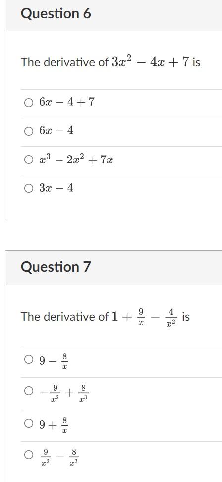 derivative of x ^ 2   4x - 7