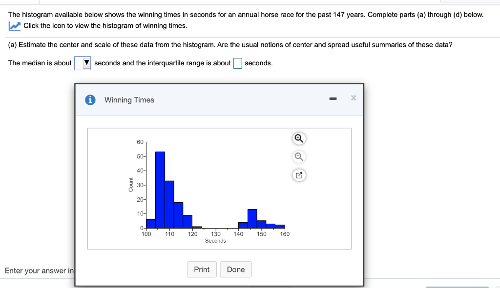Solved The Histogram Available Below Shows The Winning Times Chegg
