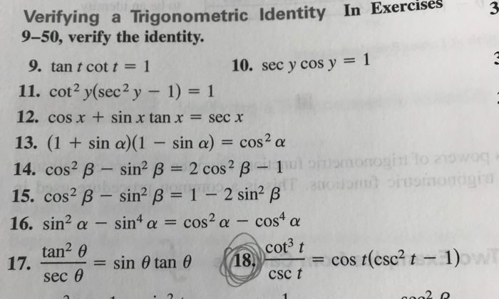 Solved Exercises3 In Identity Verifying a Trigonometric | Chegg.com