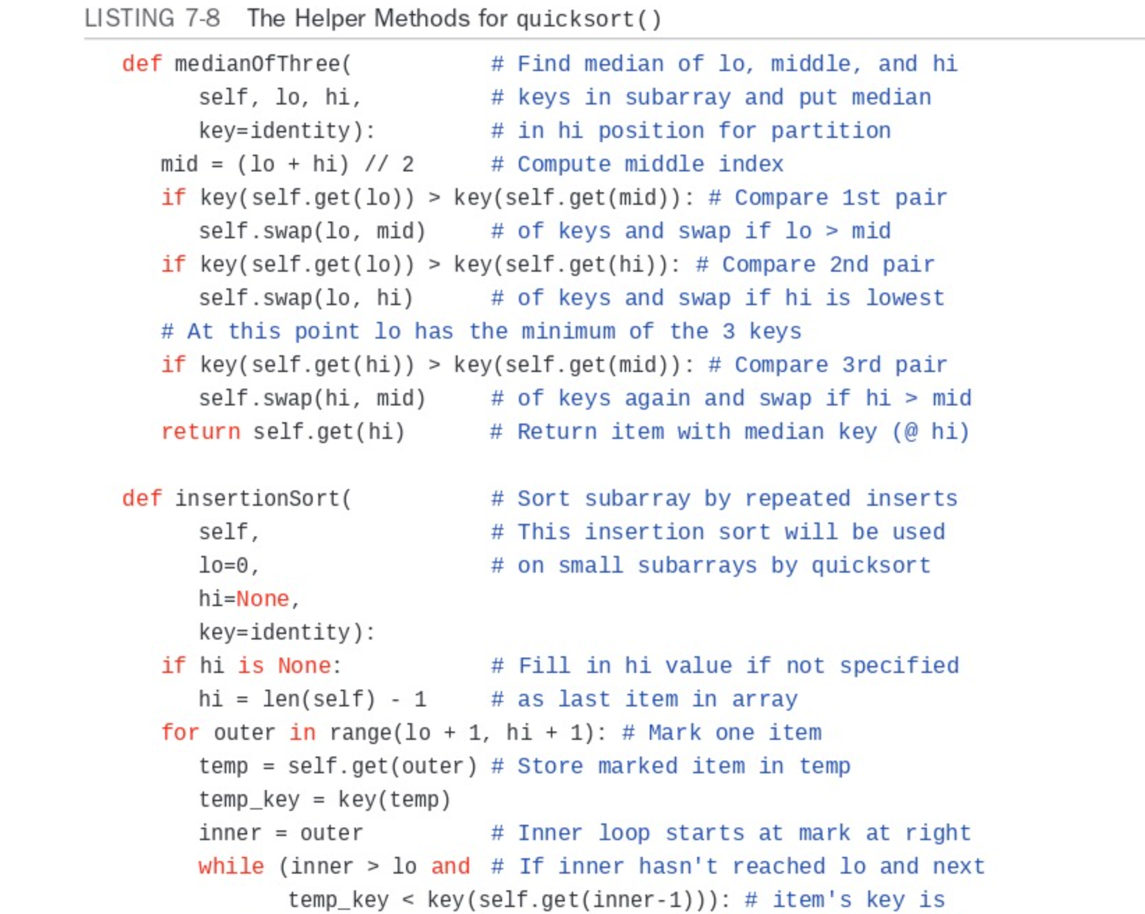 Solved key(pivotItem), lo +1, hi −1, key) | Chegg.com