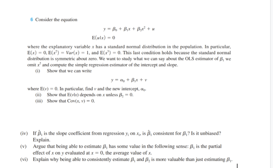 Solved 6 Consider The Equation Y Bo B X Bur U E Chegg Com