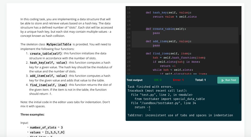 Solved Def Hash_Key (Self, Value): Return Value #Self.Slots | Chegg.Com