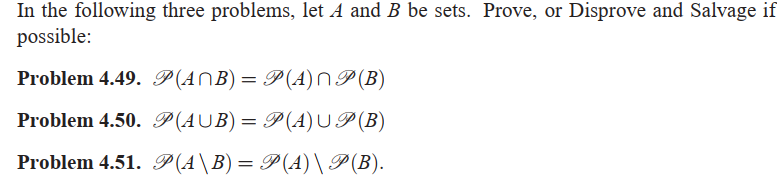 Solved In The Following Three Problems, Let A And B Be Sets. | Chegg.com