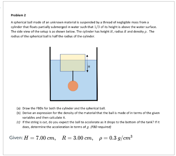 Solved Problem 2 A spherical ball made of an unknown | Chegg.com