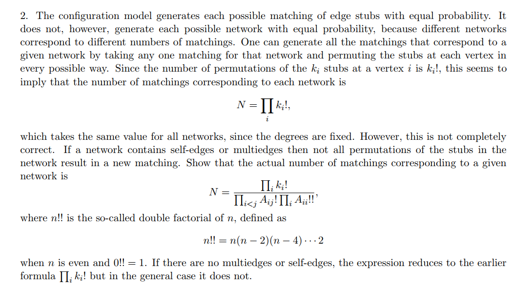 2. The configuration model generates each possible | Chegg.com