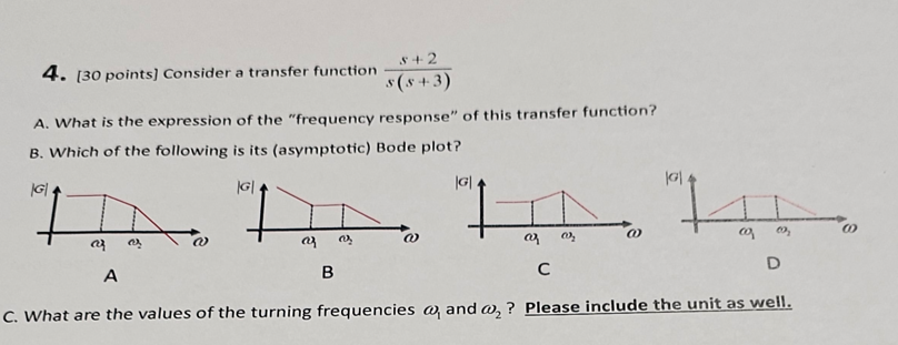 Solved points] ﻿Consider a transfer function s+2s(s+3)A. | Chegg.com