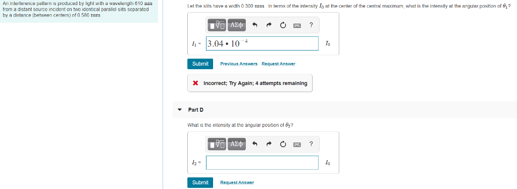 Solved An interference pattern is produced by light with a | Chegg.com
