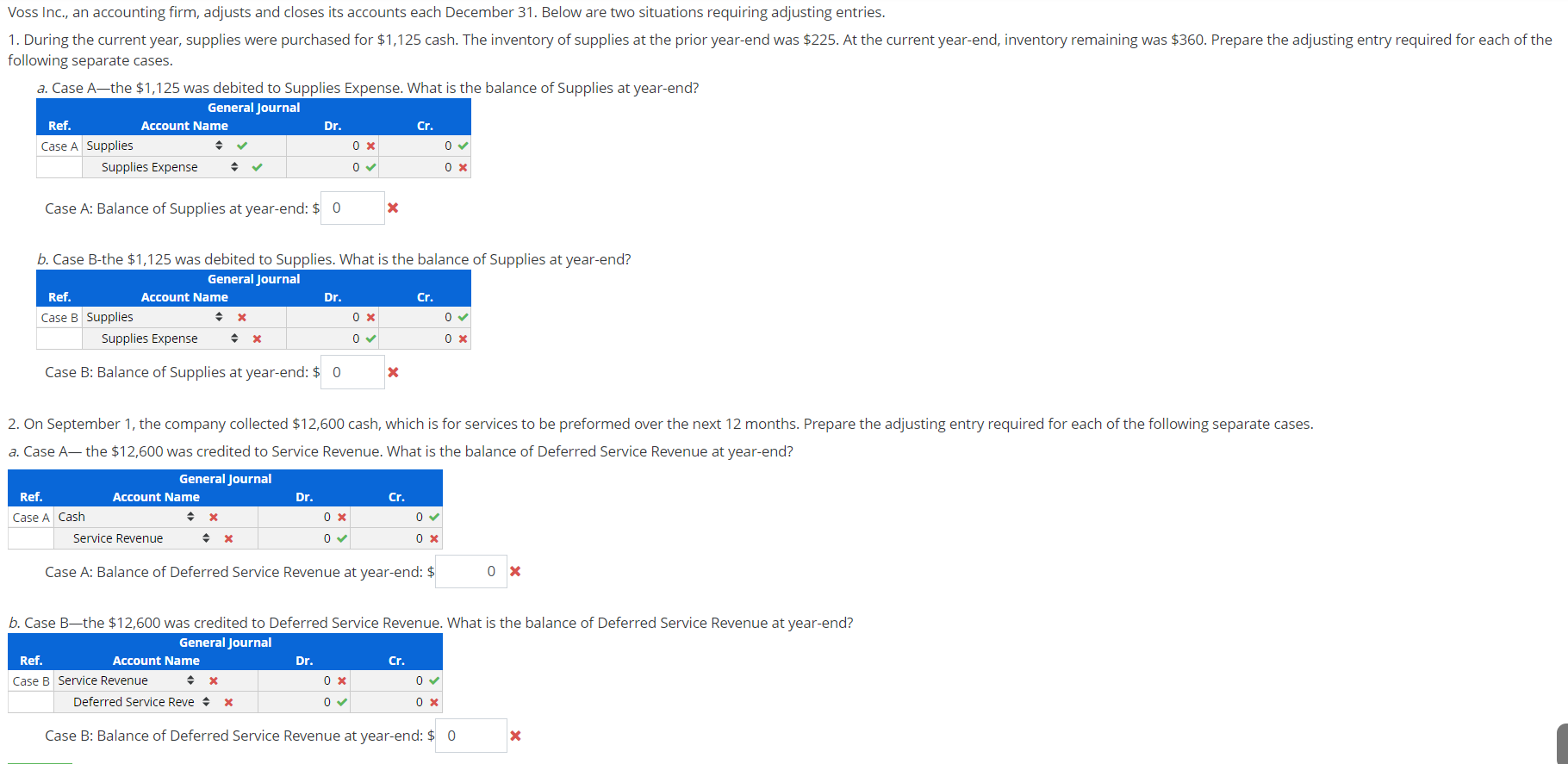 Solved Voss Inc., an accounting firm, adjusts and closes its 