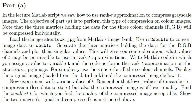 Solved In the lecture Matlab script we saw how to use rank- | Chegg.com