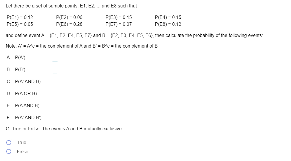 Solved Let there be a set of sample points, E1, E2,, and 