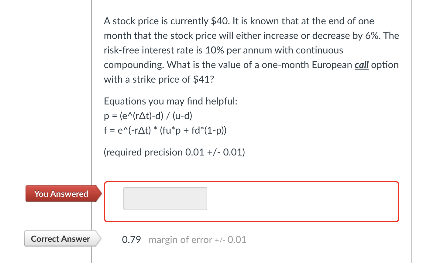 Solved A Stock Price Is Currently $40. It Is Known That At | Chegg.com