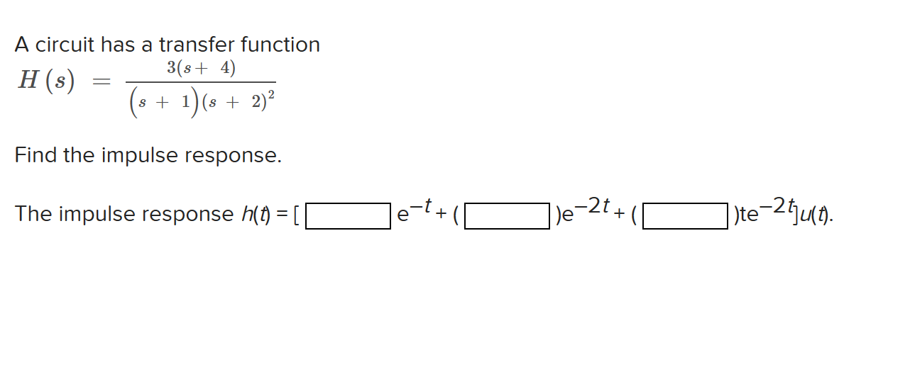 A circuit has a transfer function | Chegg.com
