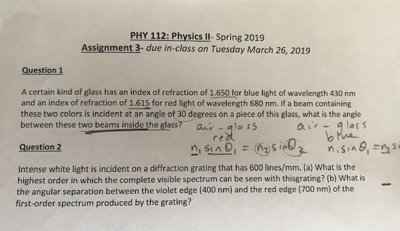 Solved Phy 112 Physics L1 Spring 2019 Assignment 3 Due Chegg