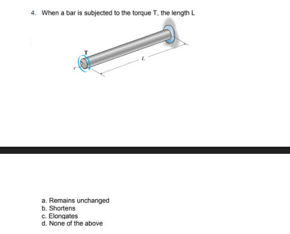 Solved 4. When a bar is subjected to the torque T, the | Chegg.com
