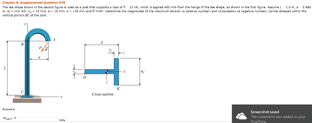 Solved The tee shape shown in the second figure is used as a | Chegg.com
