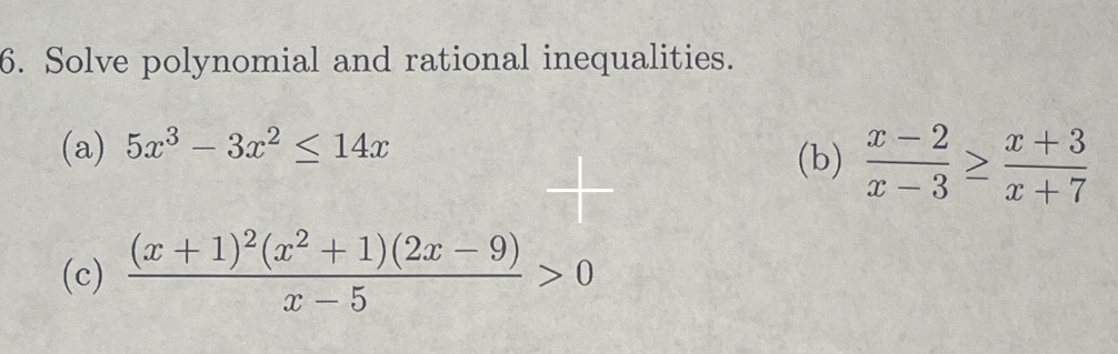 Solved Solve polynomial and rational inequalities. (a) | Chegg.com