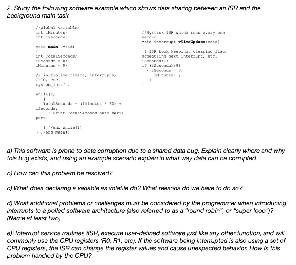 Solved 2. Study the following software example which shows | Chegg.com