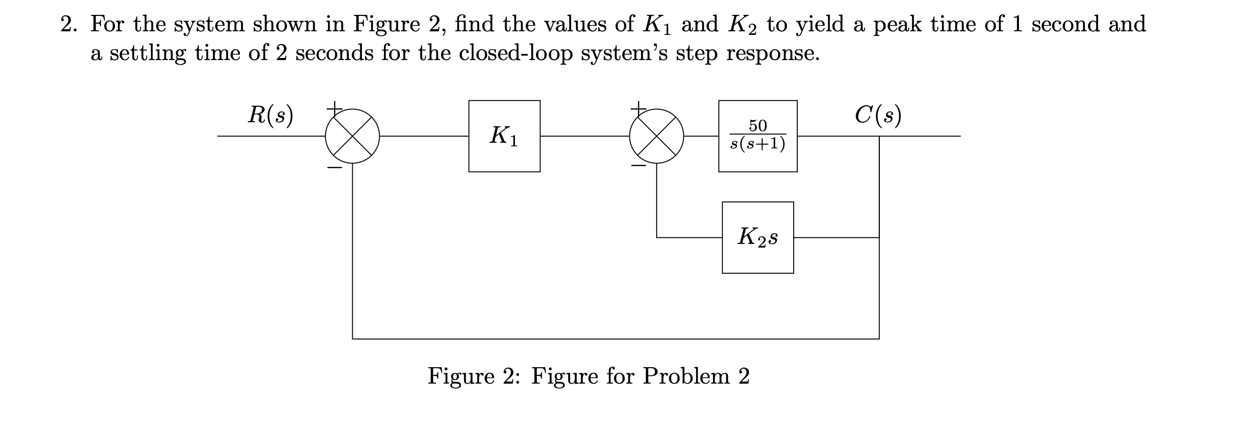 Solved 2. For the system shown in Figure 2, find the values | Chegg.com