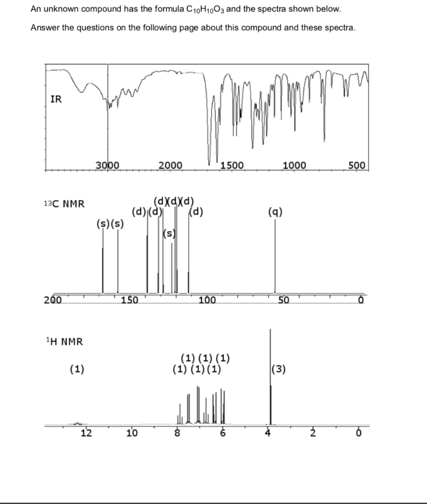 Solved An unknown compound has the formula C10H1o03 and the | Chegg.com