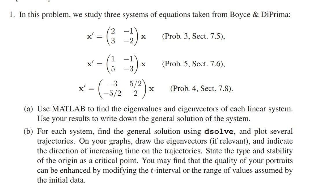Solved 1. In this problem, we study three systems of | Chegg.com