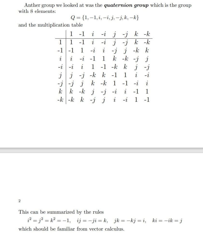 Solved Anther Group We Looked At Was The Quaternion Group Chegg Com